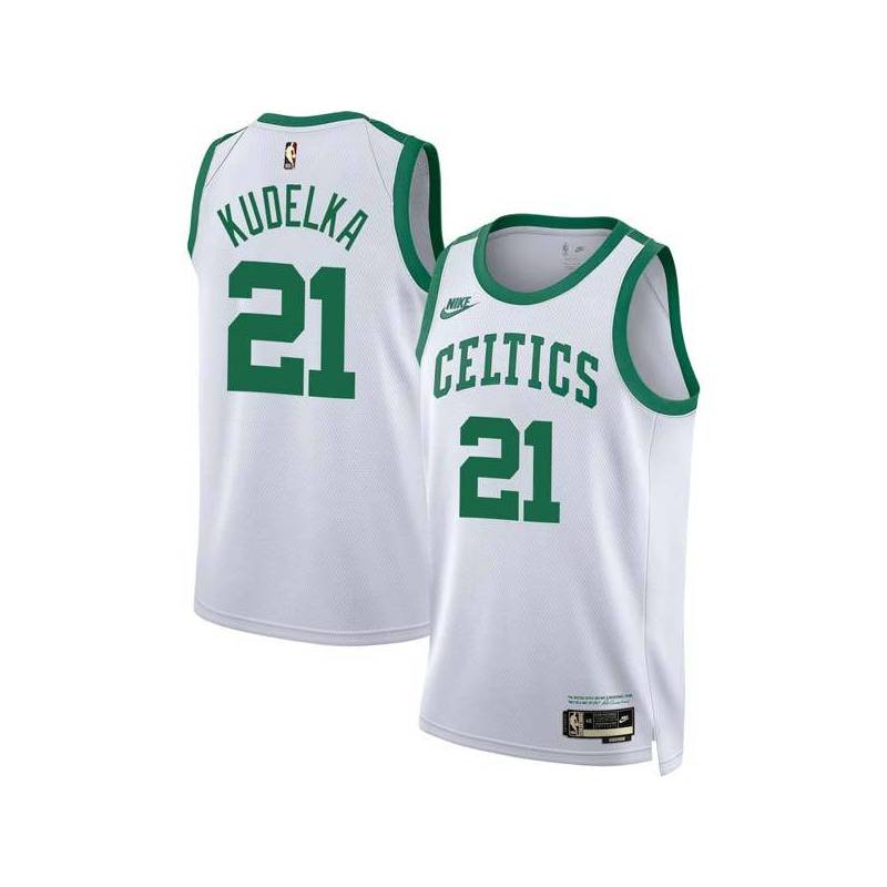 White Classic Frank Kudelka Twill Basketball Jersey -Celtics #21 Kudelka Twill Jerseys, FREE SHIPPING