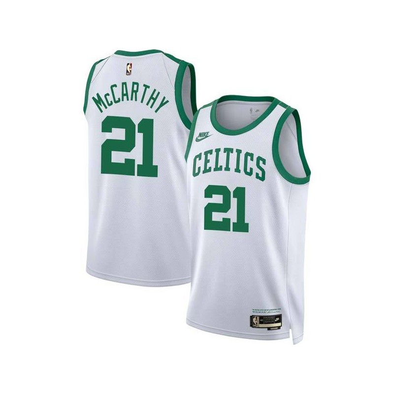 White Classic Johnny McCarthy Twill Basketball Jersey -Celtics #21 McCarthy Twill Jerseys, FREE SHIPPING