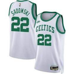 White Classic Ed Sadowski Twill Basketball Jersey -Celtics #22 Sadowski Twill Jerseys, FREE SHIPPING