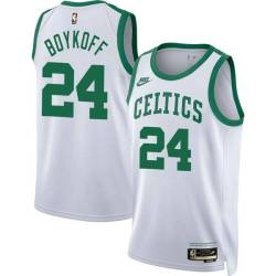 White Classic Harry Boykoff Twill Basketball Jersey -Celtics #24 Boykoff Twill Jerseys, FREE SHIPPING