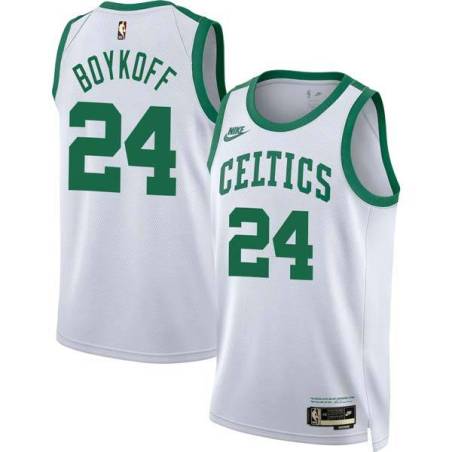 White Classic Harry Boykoff Twill Basketball Jersey -Celtics #24 Boykoff Twill Jerseys, FREE SHIPPING