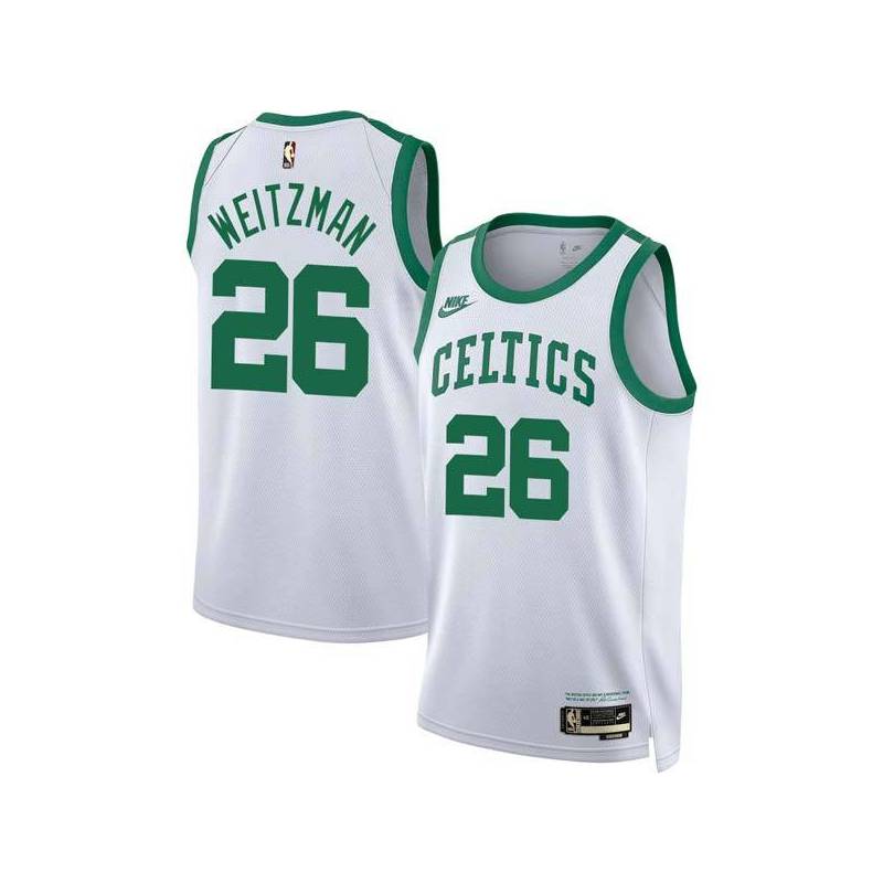 White Classic Rick Weitzman Twill Basketball Jersey -Celtics #26 Weitzman Twill Jerseys, FREE SHIPPING