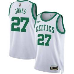 White Classic K.C. Jones Twill Basketball Jersey -Celtics #27 Jones Twill Jerseys, FREE SHIPPING