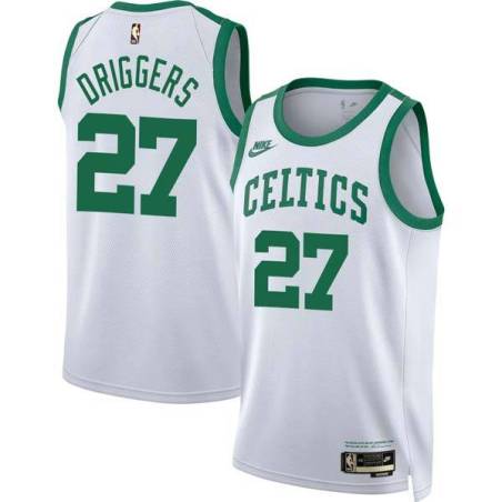 White Classic Nate Driggers Twill Basketball Jersey -Celtics #27 Driggers Twill Jerseys, FREE SHIPPING