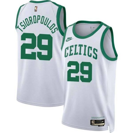 White Classic Lou Tsioropoulos Twill Basketball Jersey -Celtics #29 Tsioropoulos Twill Jerseys, FREE SHIPPING