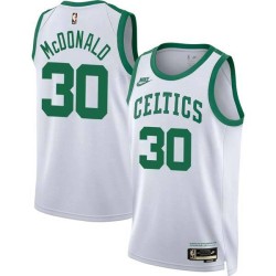 White Classic Glenn McDonald Twill Basketball Jersey -Celtics #30 McDonald Twill Jerseys, FREE SHIPPING