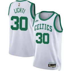 White Classic Todd Lichti Twill Basketball Jersey -Celtics #30 Lichti Twill Jerseys, FREE SHIPPING