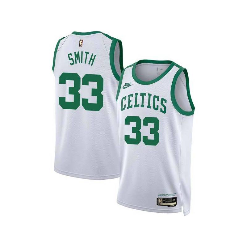 White Classic Garfield Smith Twill Basketball Jersey -Celtics #33 Smith Twill Jerseys, FREE SHIPPING