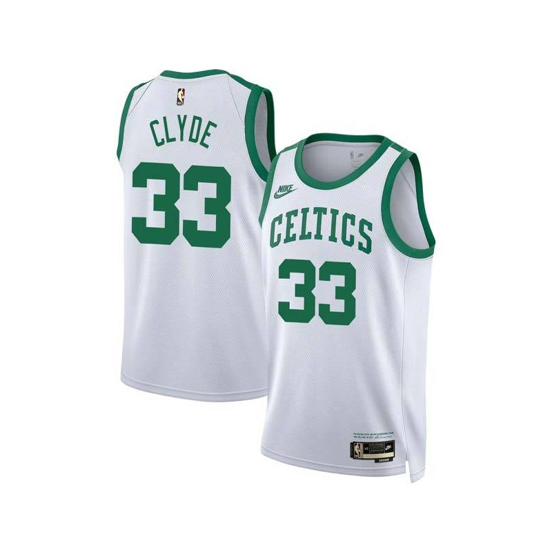 White Classic Ben Clyde Twill Basketball Jersey -Celtics #33 Clyde Twill Jerseys, FREE SHIPPING