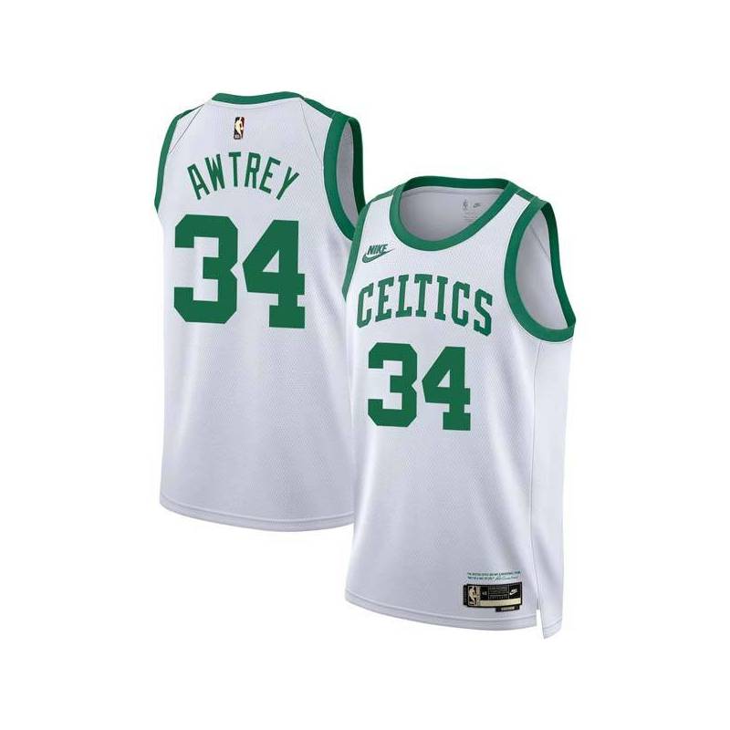 White Classic Dennis Awtrey Twill Basketball Jersey -Celtics #34 Awtrey Twill Jerseys, FREE SHIPPING