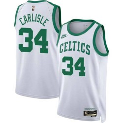 White Classic Rick Carlisle Twill Basketball Jersey -Celtics #34 Carlisle Twill Jerseys, FREE SHIPPING