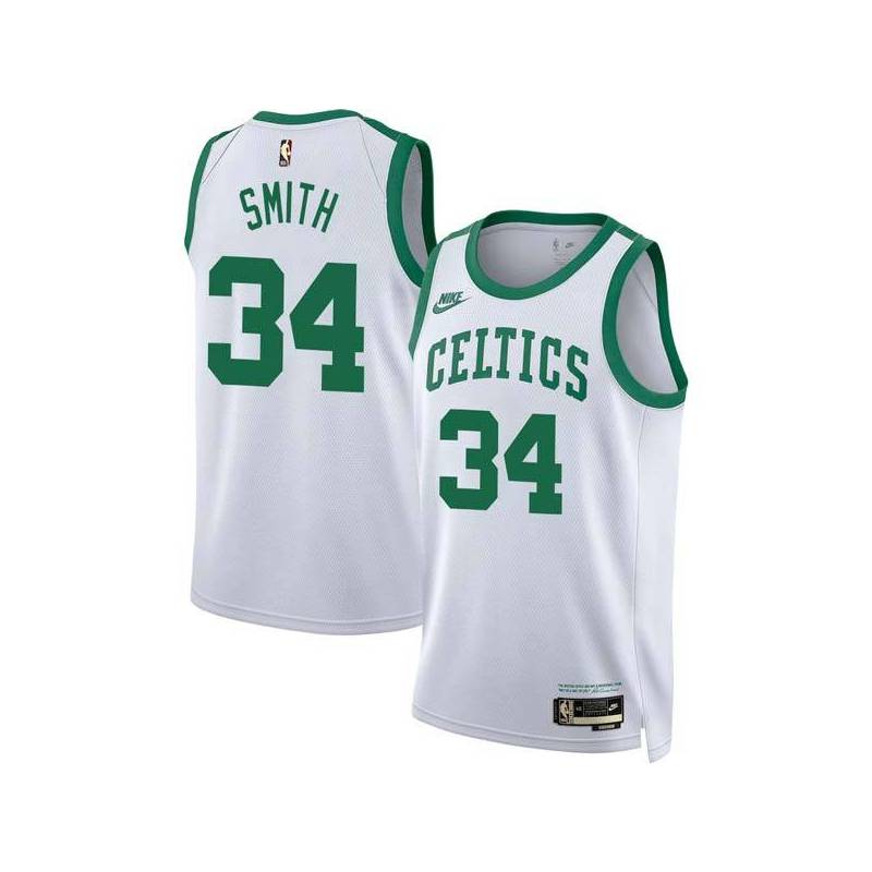 White Classic Doug Smith Twill Basketball Jersey -Celtics #34 Smith Twill Jerseys, FREE SHIPPING