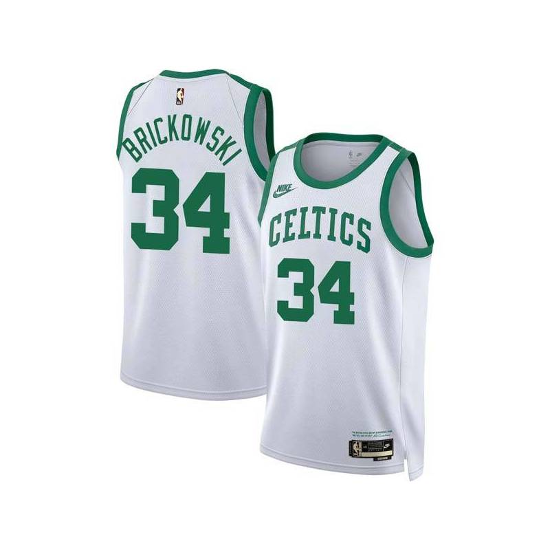 White Classic Frank Brickowski Twill Basketball Jersey -Celtics #34 Brickowski Twill Jerseys, FREE SHIPPING