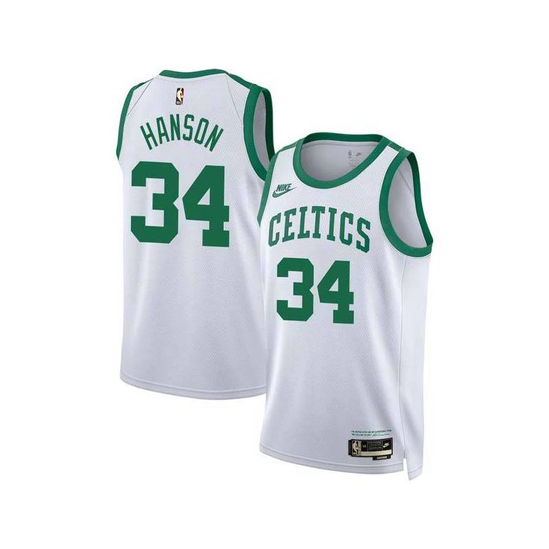 White Classic Reggie Hanson Twill Basketball Jersey -Celtics #34 Hanson Twill Jerseys, FREE SHIPPING