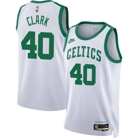 White Classic Carlos Clark Twill Basketball Jersey -Celtics #40 Clark Twill Jerseys, FREE SHIPPING