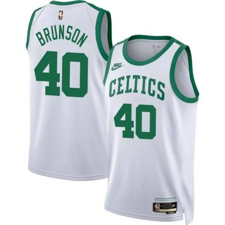 White Classic Rick Brunson Twill Basketball Jersey -Celtics #40 Brunson Twill Jerseys, FREE SHIPPING