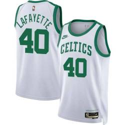 White Classic Oliver Lafayette Twill Basketball Jersey -Celtics #40 Lafayette Twill Jerseys, FREE SHIPPING