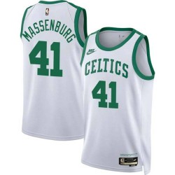 White Classic Tony Massenburg Twill Basketball Jersey -Celtics #41 Massenburg Twill Jerseys, FREE SHIPPING