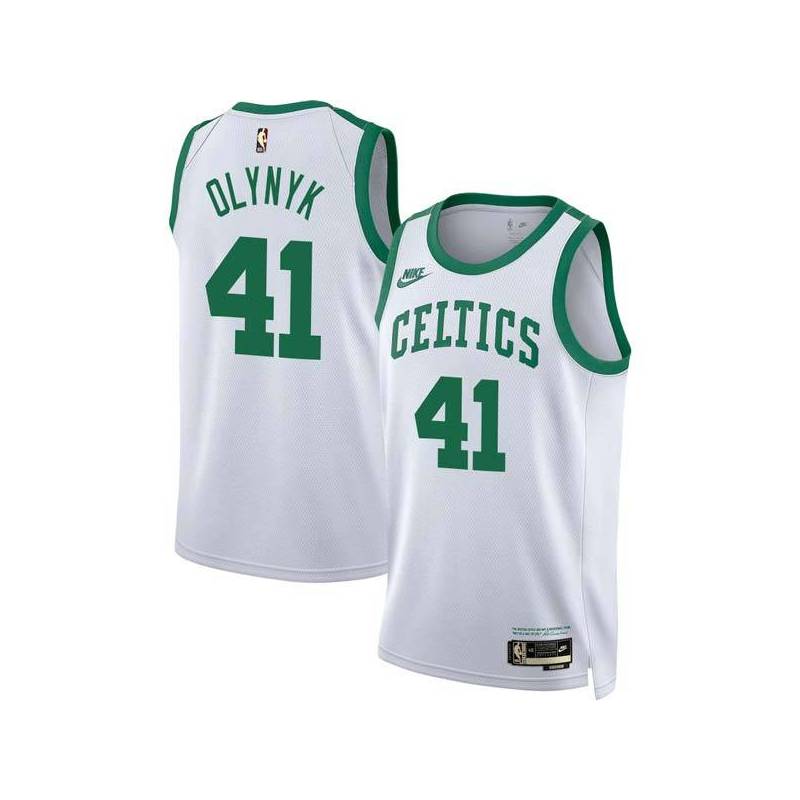 White Classic Kelly Olynyk Twill Basketball Jersey -Celtics #41 Olynyk Twill Jerseys, FREE SHIPPING