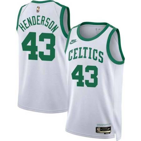 White Classic Gerald Henderson Twill Basketball Jersey -Celtics #43 Henderson Twill Jerseys, FREE SHIPPING