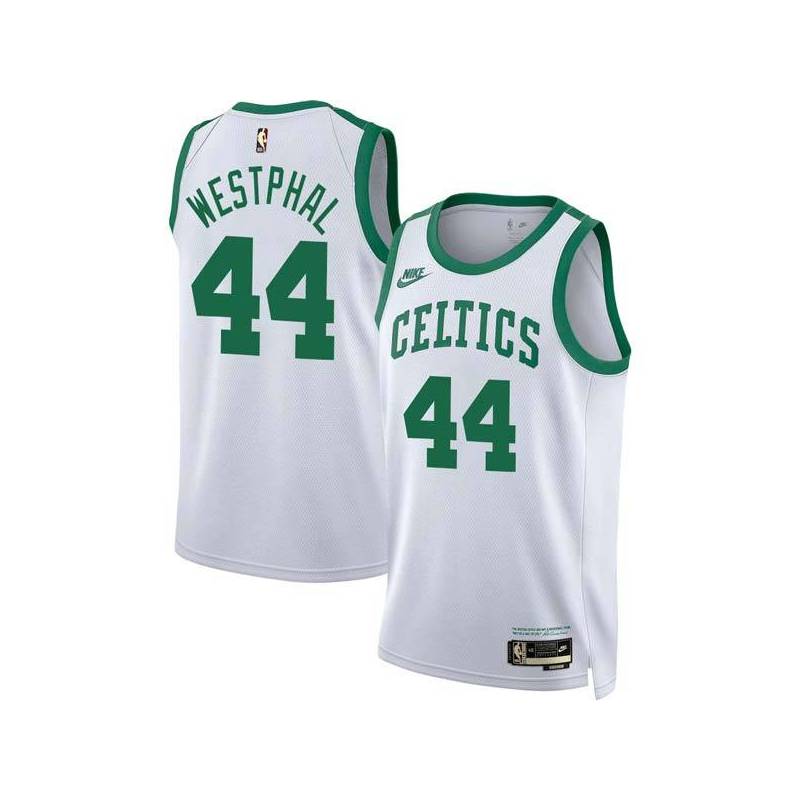 White Classic Paul Westphal Twill Basketball Jersey -Celtics #44 Westphal Twill Jerseys, FREE SHIPPING