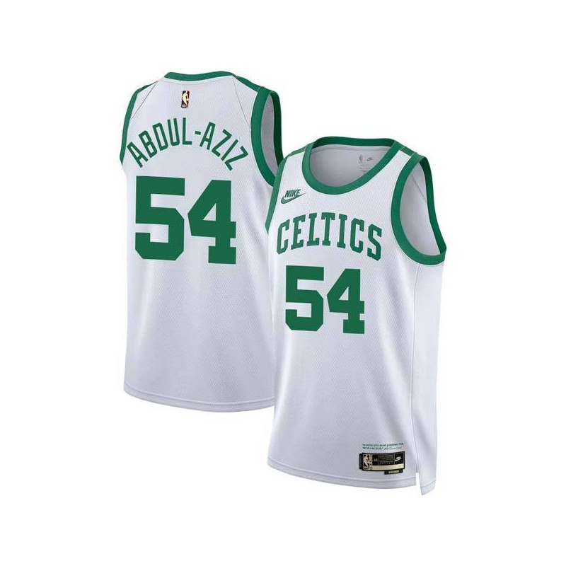 White Classic Zaid Abdul-Aziz Twill Basketball Jersey -Celtics #54 Abdul-Aziz Twill Jerseys, FREE SHIPPING