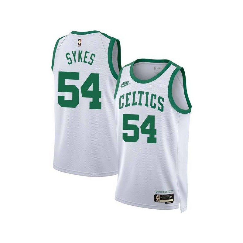 White Classic Larry Sykes Twill Basketball Jersey -Celtics #54 Sykes Twill Jerseys, FREE SHIPPING