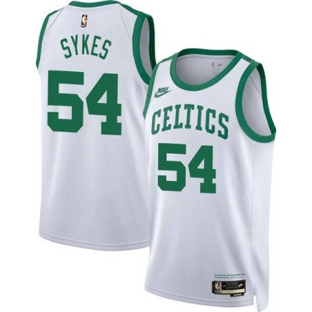 White Classic Larry Sykes Twill Basketball Jersey -Celtics #54 Sykes Twill Jerseys, FREE SHIPPING