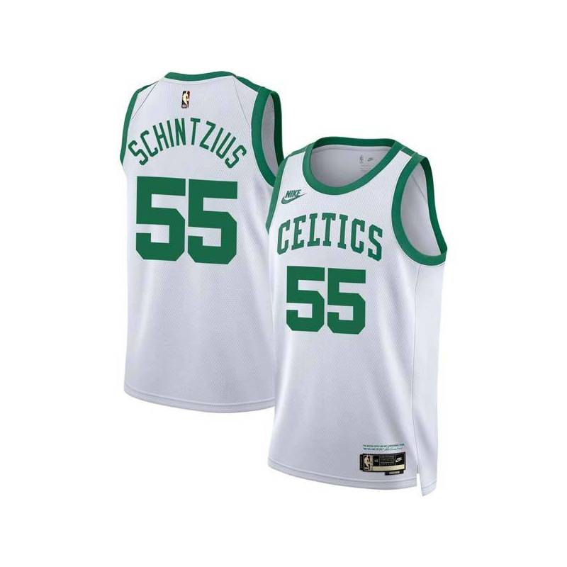 White Classic Dwayne Schintzius Twill Basketball Jersey -Celtics #55 Schintzius Twill Jerseys, FREE SHIPPING