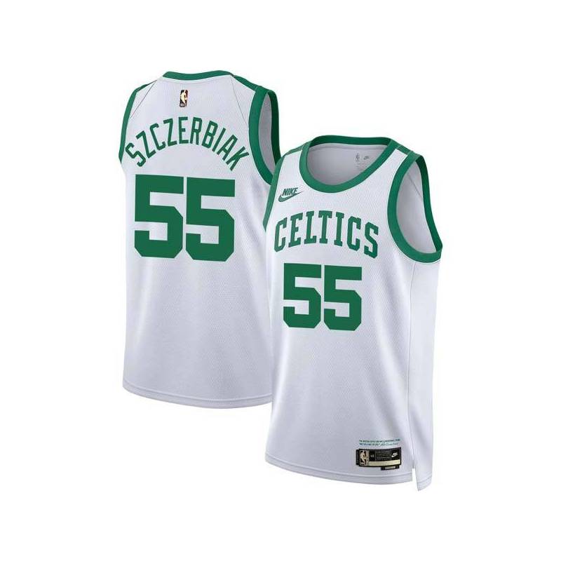 White Classic Wally Szczerbiak Twill Basketball Jersey -Celtics #55 Szczerbiak Twill Jerseys, FREE SHIPPING