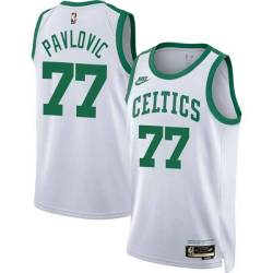 White Classic Sasha Pavlovic Twill Basketball Jersey -Celtics #77 Pavlovic Twill Jerseys, FREE SHIPPING