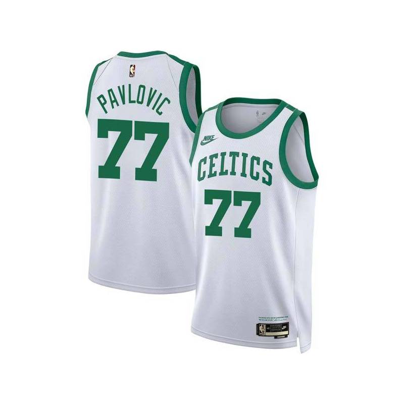 White Classic Sasha Pavlovic Twill Basketball Jersey -Celtics #77 Pavlovic Twill Jerseys, FREE SHIPPING