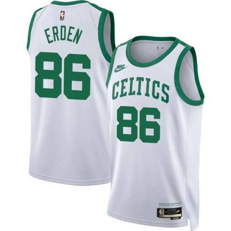 White Classic Semih Erden Twill Basketball Jersey -Celtics #86 Erden Twill Jerseys, FREE SHIPPING