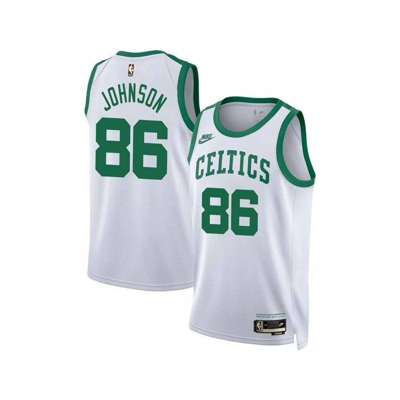 White Classic Chris Johnson Twill Basketball Jersey -Celtics #86 Johnson Twill Jerseys, FREE SHIPPING