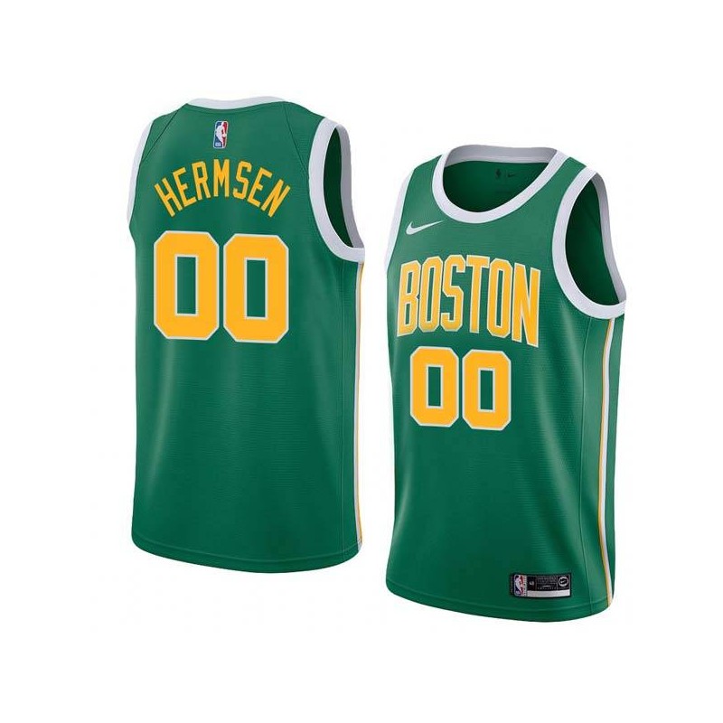 Green_Gold Kleggie Hermsen Celtics #00 Twill Basketball Jersey FREE SHIPPING