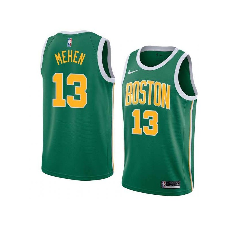 Green_Gold Dick Mehen Celtics #13 Twill Basketball Jersey FREE SHIPPING