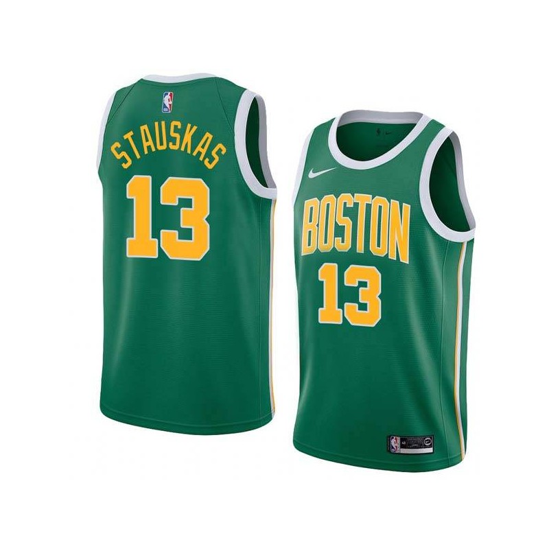 Green_Gold Nik Stauskas Celtics #13 Twill Basketball Jersey FREE SHIPPING