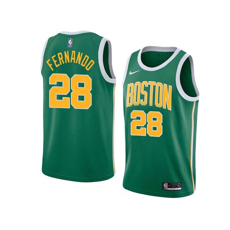 Green_Gold Bruno Fernando Celtics #28 Twill Basketball Jersey FREE SHIPPING