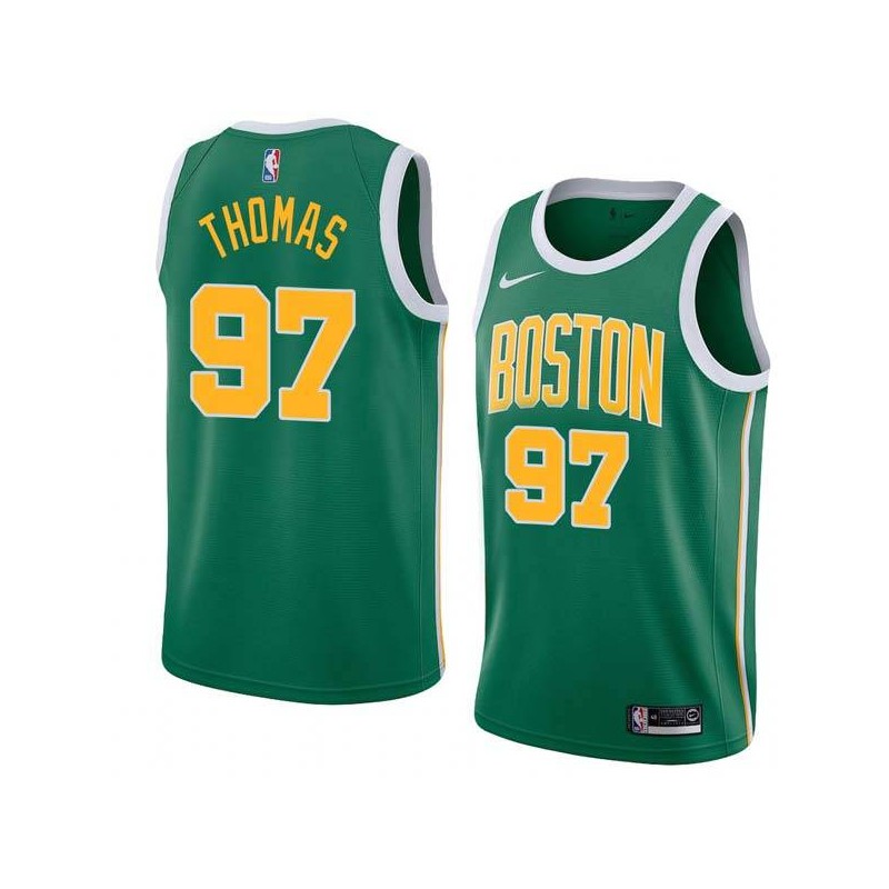 Green_Gold Brodric Thomas Celtics #97 Twill Basketball Jersey FREE SHIPPING
