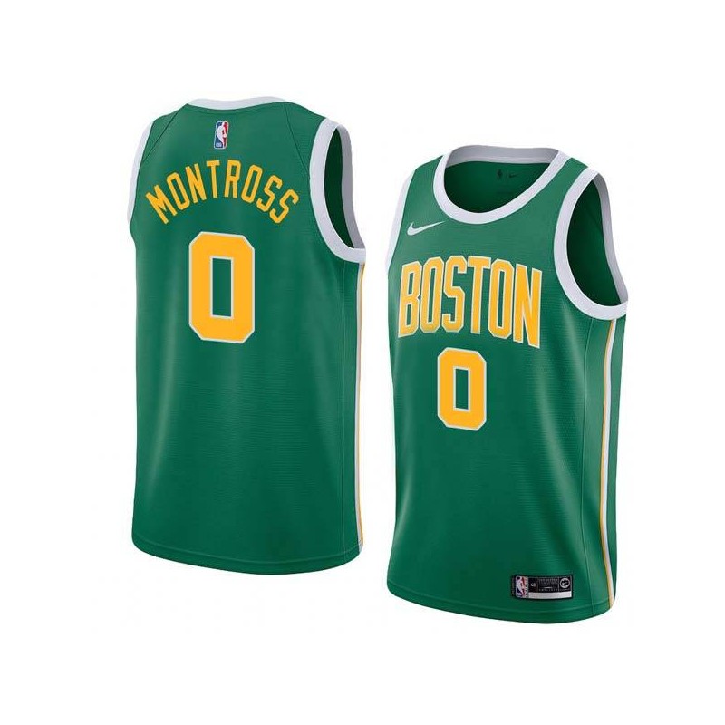 Green_Gold Eric Montross Twill Basketball Jersey -Celtics #0 Montross Twill Jerseys, FREE SHIPPING