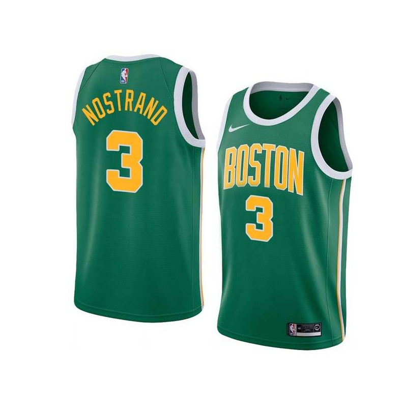 Green_Gold George Nostrand Twill Basketball Jersey -Celtics #3 Nostrand Twill Jerseys, FREE SHIPPING