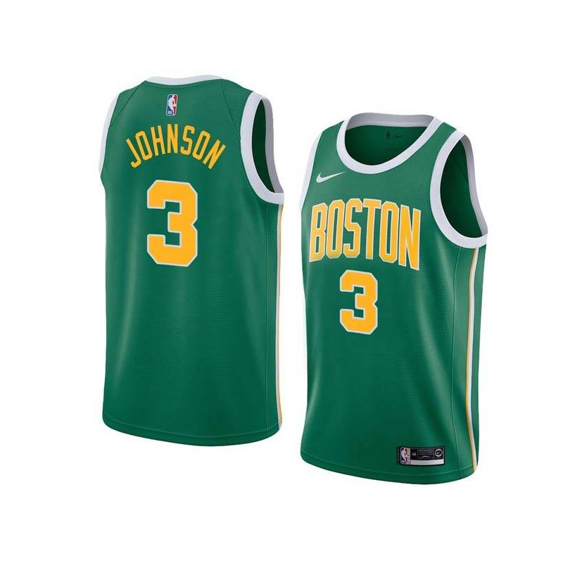 Green_Gold Dennis Johnson Twill Basketball Jersey -Celtics #3 Johnson Twill Jerseys, FREE SHIPPING