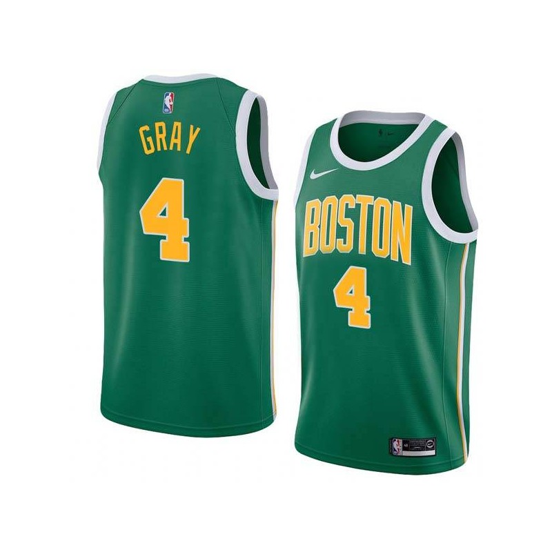 Green_Gold Wyndol Gray Twill Basketball Jersey -Celtics #4 Gray Twill Jerseys, FREE SHIPPING