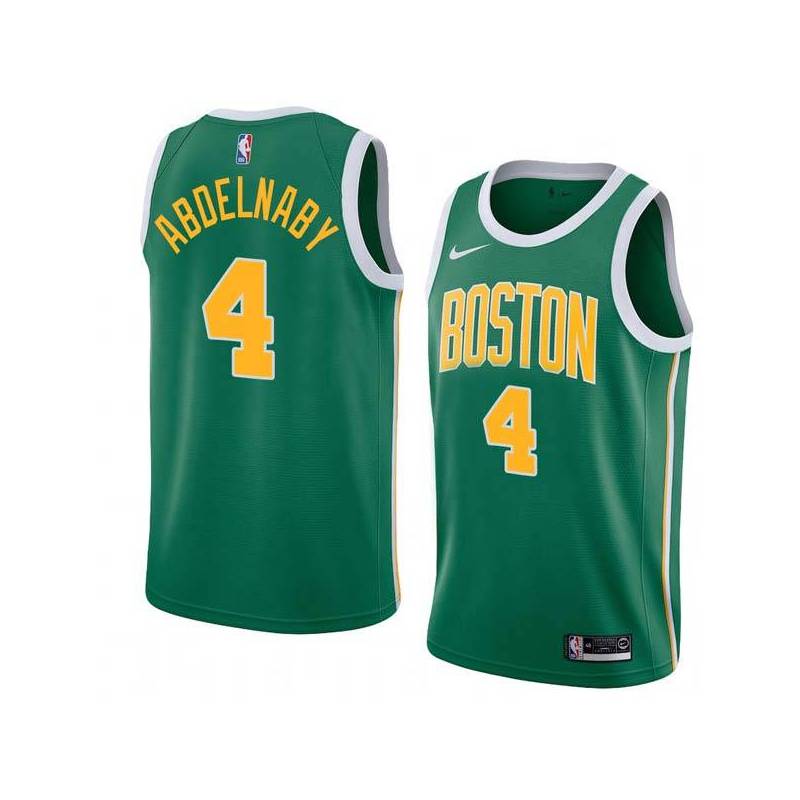 Green_Gold Alaa Abdelnaby Twill Basketball Jersey -Celtics #4 Abdelnaby Twill Jerseys, FREE SHIPPING