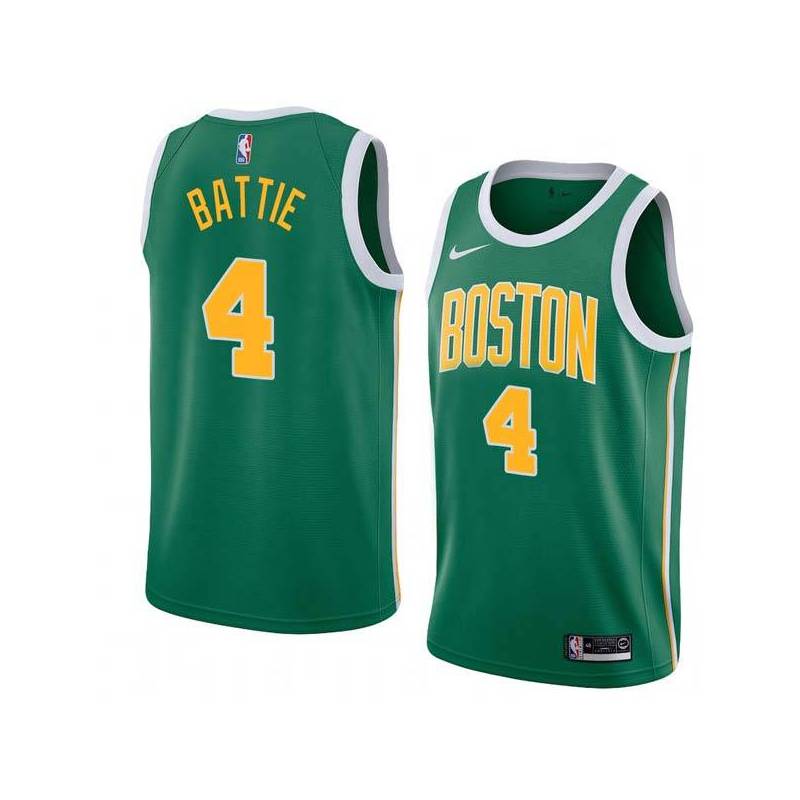 Green_Gold Tony Battie Twill Basketball Jersey -Celtics #4 Battie Twill Jerseys, FREE SHIPPING