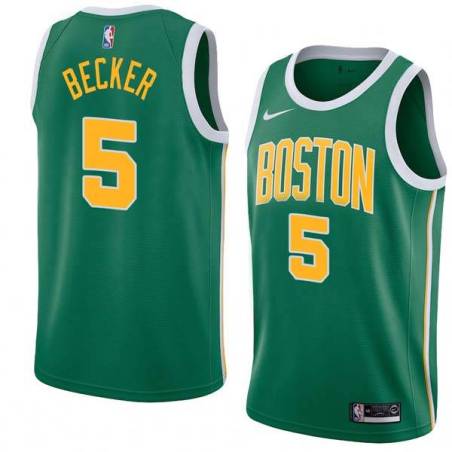 Green_Gold Moe Becker Twill Basketball Jersey -Celtics #5 Becker Twill Jerseys, FREE SHIPPING