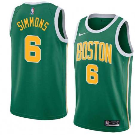 Green_Gold Johnny Simmons Twill Basketball Jersey -Celtics #6 Simmons Twill Jerseys, FREE SHIPPING