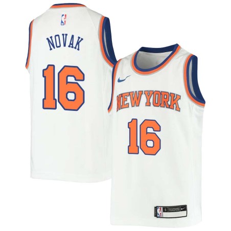 White Steve Novak Twill Basketball Jersey -Knicks #16 Novak Twill Jerseys, FREE SHIPPING