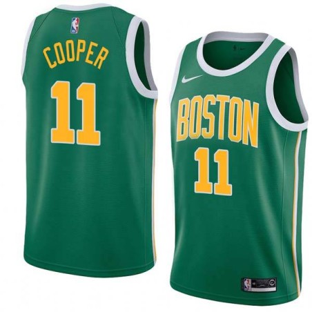 Green_Gold Chuck Cooper Twill Basketball Jersey -Celtics #11 Cooper Twill Jerseys, FREE SHIPPING