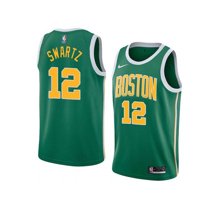 Green_Gold Dan Swartz Twill Basketball Jersey -Celtics #12 Swartz Twill Jerseys, FREE SHIPPING